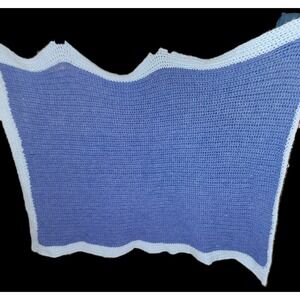 Handmade Throw Dark Blue With Light Blue Edging Approximately 39x27 Baby Blanket